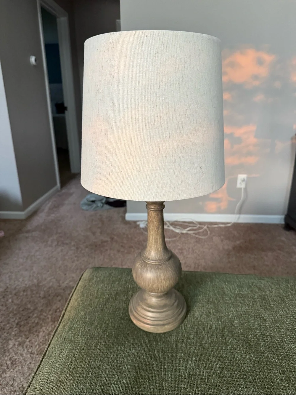Neutral Wood Finish Table Lamp with Cream Shade - Home Accents
